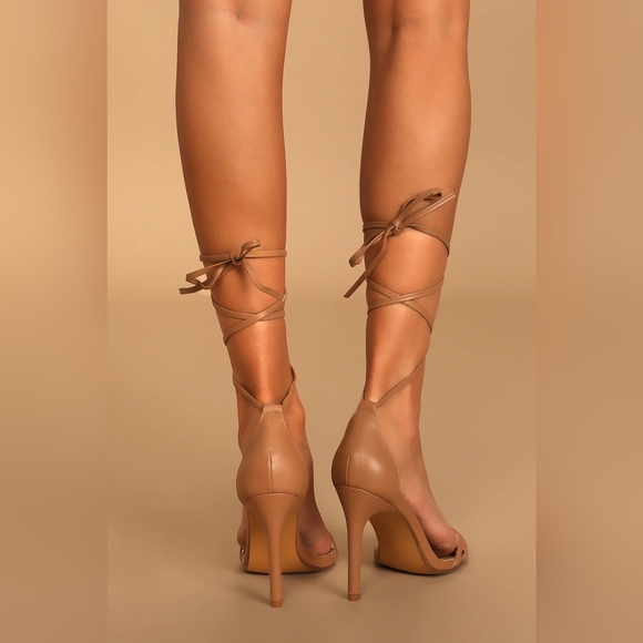 Tan Lace-Up High Heel Sandals - Picture 7 of 9